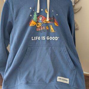 Life is Good Blue Hoodie with Graphic